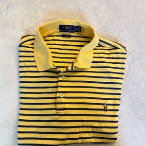Polo by Ralph Lauren Men's Yellow and Black Striped Polo Shirt XL Soft Cotton